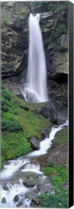 Framed Waterfall in a forest, Sass Grund, Switzerland Print