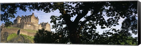 Framed Low angle view of a castle, Edinburgh Castle, Princes Street Gardens, Edinburgh, Scotland Print