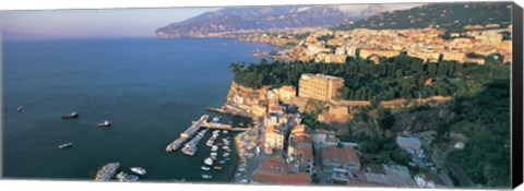 Framed High angle view of a town at the coast, Sorrento, Naples, Campania, Italy Print