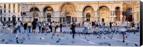 Framed Tourists in front of a cathedral, St. Mark&#39;s Basilica, Piazza San Marco, Venice, Italy Print