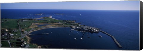 Framed Sakonnet Point Lighthouse in the distance, Little Compton, Rhode Island, USA Print