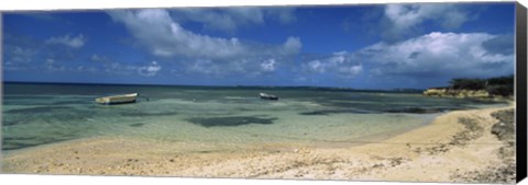 Framed Boats in the sea, North coast of Antigua, Antigua and Barbuda Print