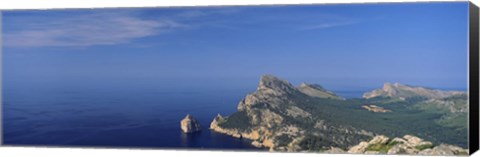 Framed High angle view of an island in the sea, Cap De Formentor, Majorca, Balearic Islands, Spain Print