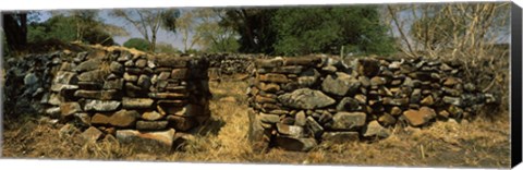 Framed Ruins of a stone wall, Thimlich Ohinga, Lake Victoria, Great Rift Valley, Kenya Print