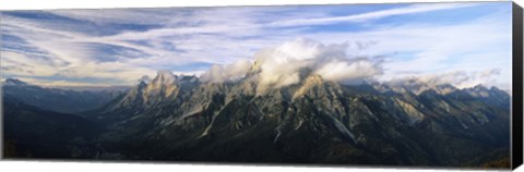 Framed Clouds over a mountain range, view from Mt Rite, Dolomites, Cadore, Province of Belluno, Veneto, Italy Print