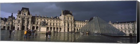 Framed Louvre Museum on a rainy day, Paris, France Print