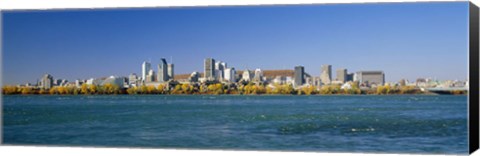 Framed View of Montreal Skyline and the Saint Lawrence River with Mount Royal in the background, Montreal, Quebec, Canada Print