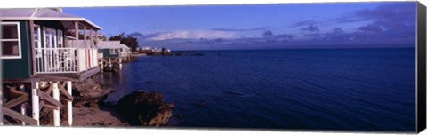 Framed Cabanas on the beach, Bermuda Print