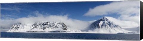 Framed Snow covered mountains, Magdalene Fjord, Spitsbergen, Svalbard Islands, Norway Print