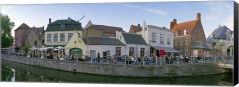 Framed Buildings at the waterfront, Bruges, West Flanders, Belgium Print