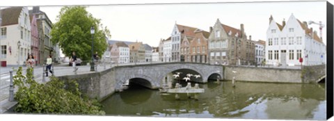 Framed Bridge across a channel, Bruges, West Flanders, Belgium Print