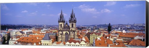 Framed Church in a city, Tyn Church, Prague Old Town Square, Prague, Czech Republic Print