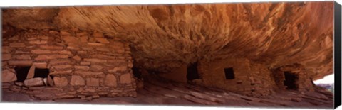 Framed Dwelling structures on a cliff, House Of Fire, Anasazi Ruins, Mule Canyon, Utah, USA Print