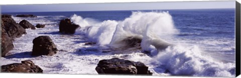 Framed Waves breaking on the coast, Santa Cruz, Santa Cruz County, California Print