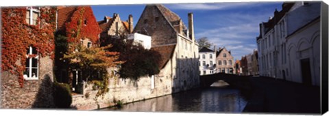 Framed Houses along a channel, Bruges, West Flanders, Flemish Region, Belgium Print