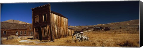 Framed Abandoned buildings on a landscape, Bodie Ghost Town, California, USA Print