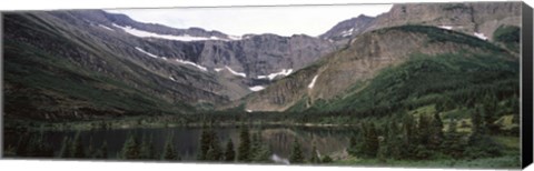 Framed Lake surrounded with mountains, Mountain Lake, US Glacier National Park, Montana, USA Print