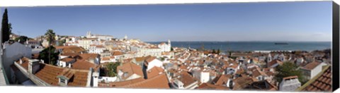 Framed High angle view of a city, Sao Vicente da Fora, Largo das Portas do Sol, Alfama, Lisbon, Portugal Print