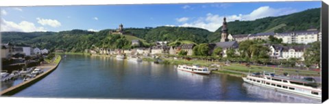 Framed Town at the riverside, Mosel River, Cochem, Rhineland-Palatinate, Germany Print