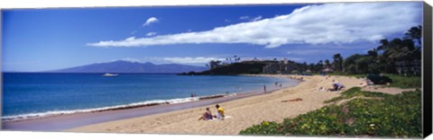 Framed Tourists on the beach, Maui, Hawaii, USA Print