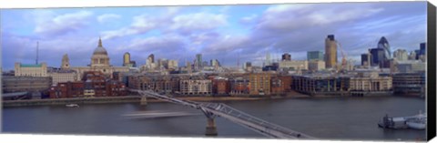 Framed Bridge across a river, London Millennium Footbridge, St. Paul&#39;s Cathedral, London, England 2008 Print