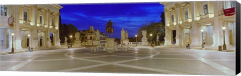 Framed Marcus Aurelius Statue at a town square, Piazza del Campidoglio, Capitoline Hill, Rome, Italy Print