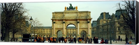 Framed Tourists near a triumphal arch, Arc De Triomphe Du Carrousel, Musee Du Louvre, Paris, Ile-de-France, France Print