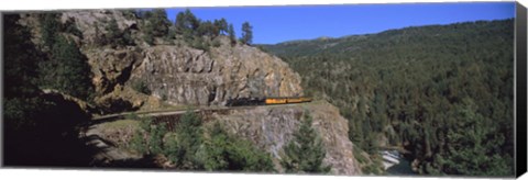 Framed Train moving on a railroad track, Durango And Silverton Narrow Gauge Railroad, Silverton, San Juan County, Colorado, USA Print