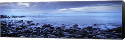 Framed Beach at dusk, Westward Ho, North Devon, Devon, England Print