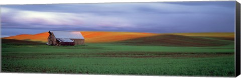 Framed Old Barn Under Cloudy Skies, Washington State Print