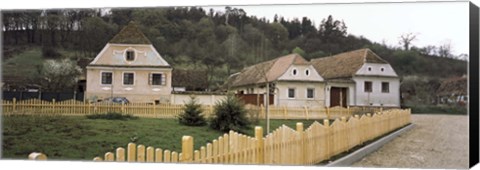 Framed Houses in a village, Biertan, Transylvania, Mures County, Romania Print