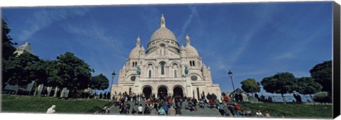 Framed Crowd at a basilica, Basilique Du Sacre Coeur, Montmartre, Paris, Ile-de-France, France Print