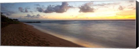 Framed Sunrise over an ocean, Waipouli Beach, Kauai, Hawaii, USA Print