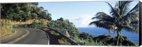 Framed Highway along the coast, Hana Highway, Maui, Hawaii Print