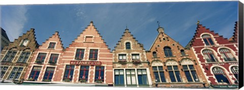 Framed Low angle view of gabled houses, Bruges, West Flanders, Flemish Region, Belgium Print