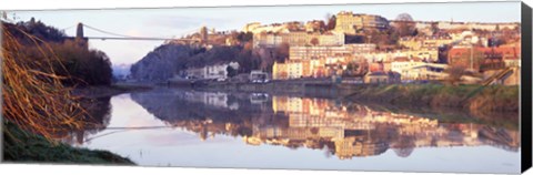 Framed Suspension bridge across a river, Clifton Suspension Bridge, Bristol, England Print