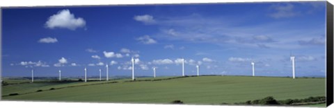 Framed Wind turbines in a farm, Newlyn Downs, Cornwall, England Print