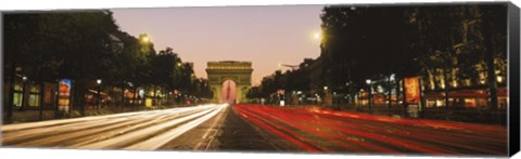 Framed Traffic on the road, Avenue des Champs-Elysees, Arc De Triomphe, Paris, Ile-de-France, France Print