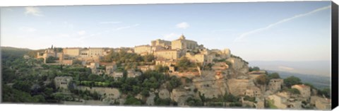 Framed Hilltop village, Gordes, Vaucluse, Provence-Alpes-Cote d&#39;Azur, France Print