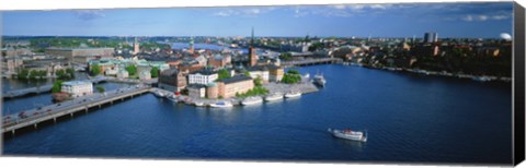 Framed Aerial view of an island, Riddarholmen Island, Riddarfjarden, Stockholm, Sweden Print