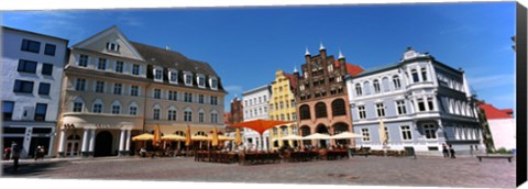 Framed Tourists at a sidewalk cafe, Stralsund, Mecklenburg-Vorpommern, Germany Print