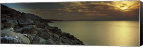 Framed Sunset over the dead sea, Arabah, Jordan Print