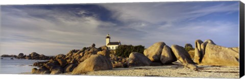 Framed Pontusval Lighthouse, Brignogan-Plage, Finistere, Brittany, France Print