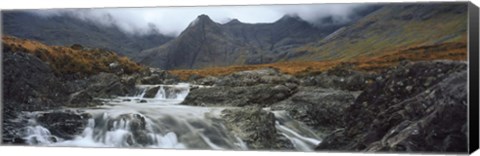 Framed Water falling from rocks, Sgurr a&#39; Mhaim, Glen Brittle, Isle of Skye, Scotland Print