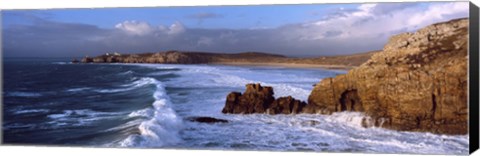 Framed Surf on the beach, Crozon Peninsula, Finistere, Brittany, France Print