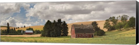 Framed Old barn under cloudy sky, Palouse, Washington State, USA Print