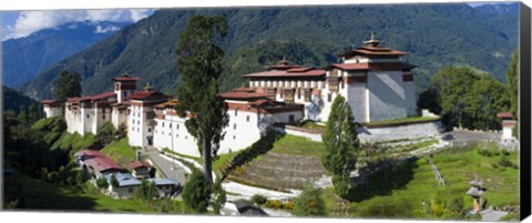 Framed High angle view of a fortress in the mountains, Trongsa Dzong, Trongsa, Bhutan Print