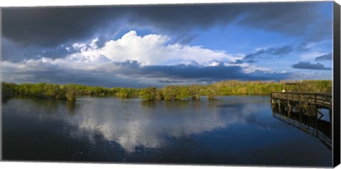 Framed Reflection of clouds in a lake, Everglades National Park, Florida, USA Print