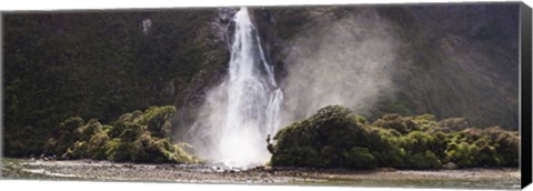 Framed Waterfall at Milford Sound, Fiordland National Park, South Island, New Zealand Print