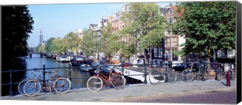 Framed Netherlands, Amsterdam, bicycles Print